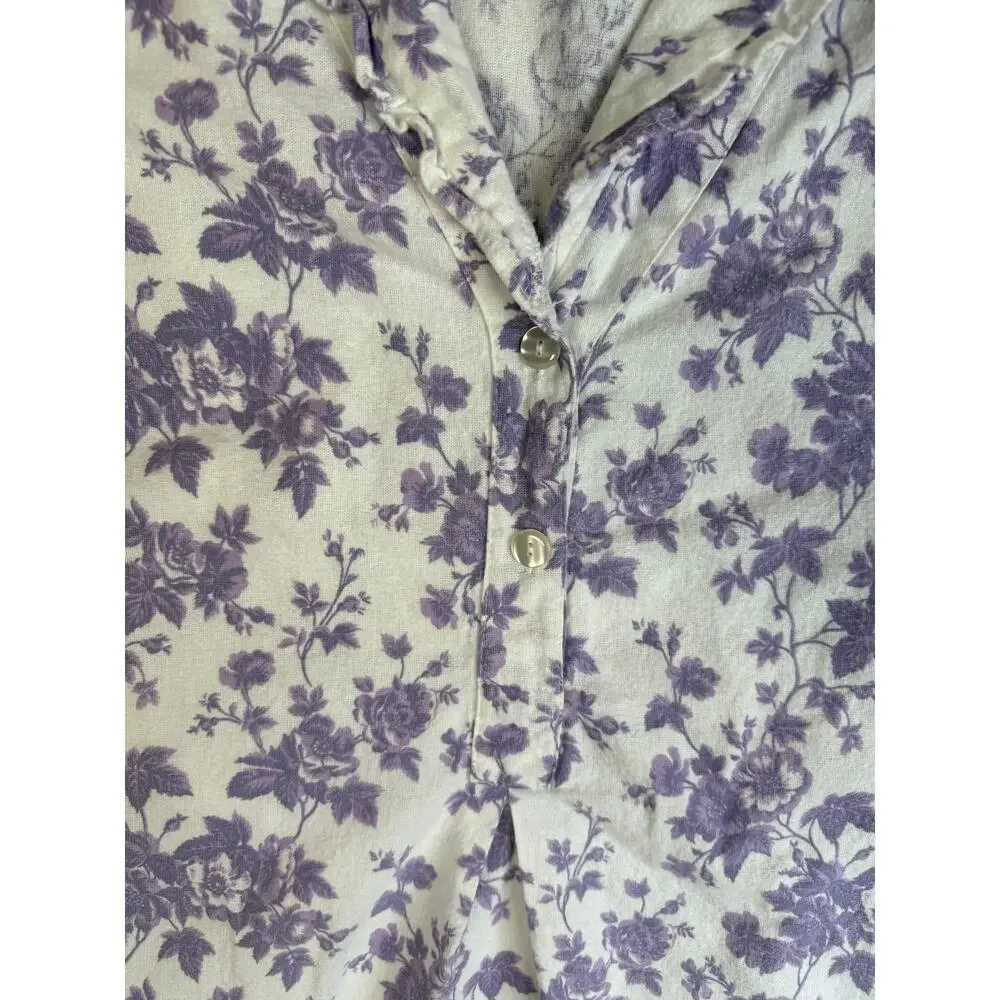 Ella Simone Nightgown Womens Small Purple Floral Long Flannel Pajamas Loungewear
